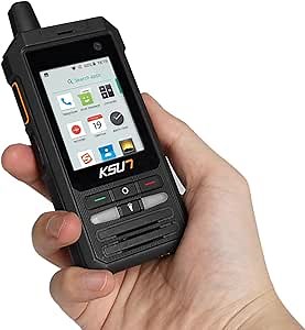 KSUN 4G Network Phones 2.4 Inch Touch Screen WiFi Radios Walkie Talkies Long Range 100 Miles with PTT Button Support Bluetooth Android 8.1 POC Radio for Zello Real PTT ZL20