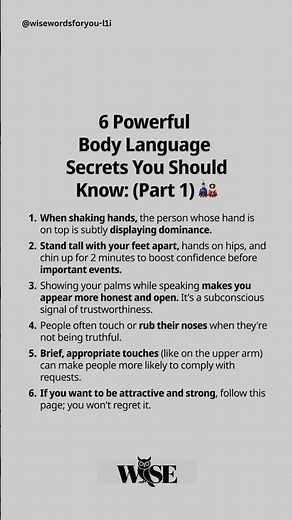 6 Powerful Body Language Secrets You Should Know (Part 1) #bodylanguage #motivationalquotes