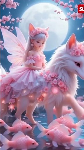 Magical Underwater Princess Riding aFlower Fish 🌊✨ | Dreamy Fantasy Art#yshorts#