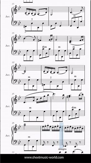 Hungarian Dance No 5 - Accordion solo - Johannes Brahms (Sheets Music, Tutorial score)