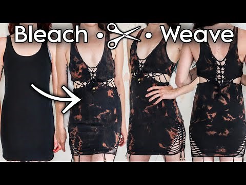 Bleach tie dye and slit weave tutorial | Tank top dress upcycle