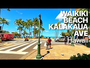 Walking in Honolulu | Waikiki Beach & Kalakaua Ave | Oahu, Hawaii 4K