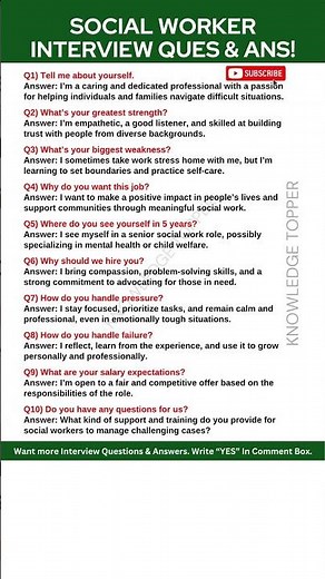 Social Worker Interview Questions and Answers