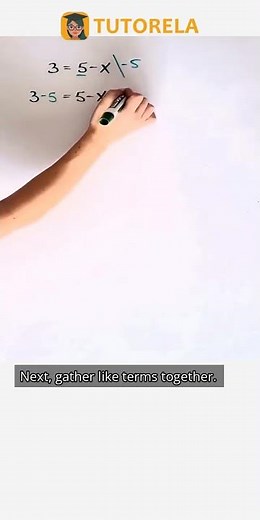 Solve 3 = 5 - X: Easy Algebra Tutorial #Math #LinearEquations(oneVariable)