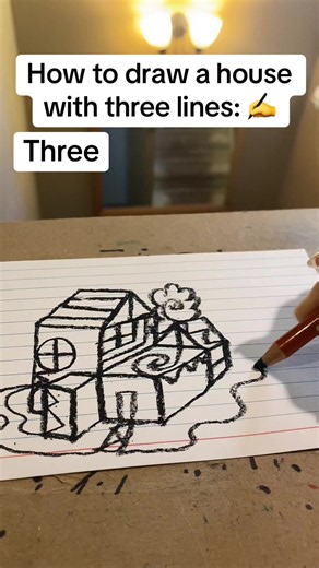 How to draw a house with three lines ✍️ | drawings