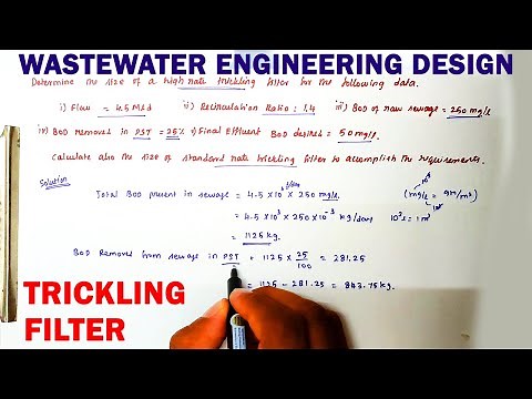 Design of single stage High rate trickling filter | BOD removal | efficiency of filter | waste water