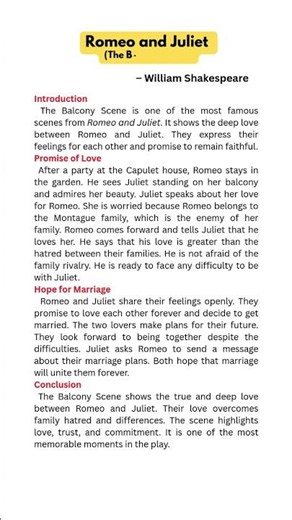 Romeo &Juliet -The Balcony Scene #drrajalakshmialagumalai #shorts# simple essay‪@ARsummaryguidance‬​