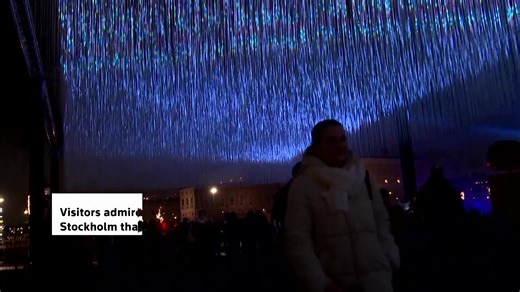 Visitors gathered in Stockholm to admire light installations during the Nobel Week Lights public art festival, which features an array of art installations inspired by the Nobel Prize winners. | Reuters