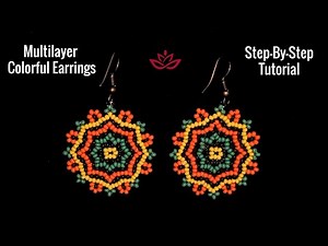 Multilayer Colorful Beaded Earrings - Tutorial. Hpw to make seed beads earrings?