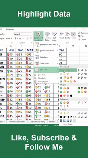 Icon sets in ms excel | Highlight Data in ms excel | tips and tircks | Time saving shortcut in ms excel | Excel tips and tricks in ms excel | #msexcel #exceltips #exceltricks #excelshorts #shorts #viral #reels #excelhacks #excelshortcutkeys | #excelformula #interviewquestions #deepakyadavsir @yadavsirdeepak @deepakyadav_sir | Deepak Yadav Sir