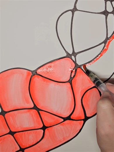 Neurographic Art! I'm getting a little behind, but here's the video for andrea.nelson.art 30 day watercolor challenge. For some reason, the red and gold were calling to me. I had a little helper on the background :) #andreanelsonart #watercolorpainting #keepcreating #neurographicart #timelapseart