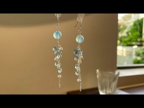 Tutorial aquamarine and pearls drop Earrings#earringslover #earringsdesign #earringsmaking #earrings