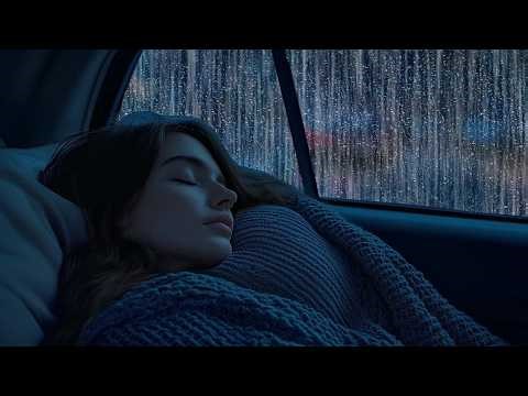 Drift Off Fast: Heavy Rain and Thunder Hitting the Car at Night