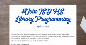 AIvin ISD H.S. Library Programming