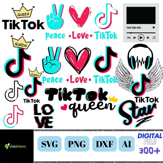 Trendy Tik-tok SVG PNG Bundle, Cricut Designs (digital Download, 300 ) - Etsy