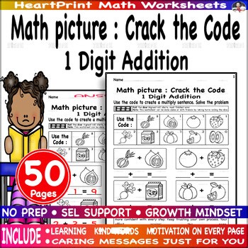 Single Digit Addition with pictures Worksheets for K - 2nd Grade math worksheets