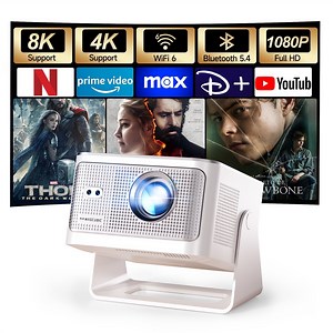 [900ANSI&Auto Focus] Magcubic 8K Support Native 1080P Full HD Projector, Auto Keystone Movie Projector with WiFi 6 & BT 5.4, Android 14 with Built-in Apps, Smart Projector for Home Theater