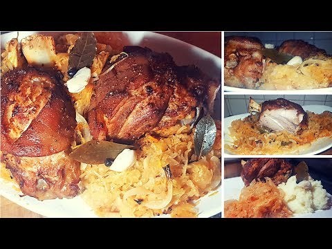 BAKED PORK KNUCKLE IN SAUERKRAUT