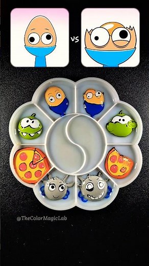 Color Mixing Battle: Normal 😄 vs Horror 🫨 #sprunki #mregg #mrpizza #omnom #selina