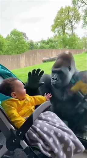 The funny silverback gorillas tease the baby