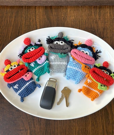 Crochet Car Key Fob Cover Key Bag Key Holder Case Sausage Big Mouth Monster Pouch Handmade Keychain, Birthdaygifts, - Etsy