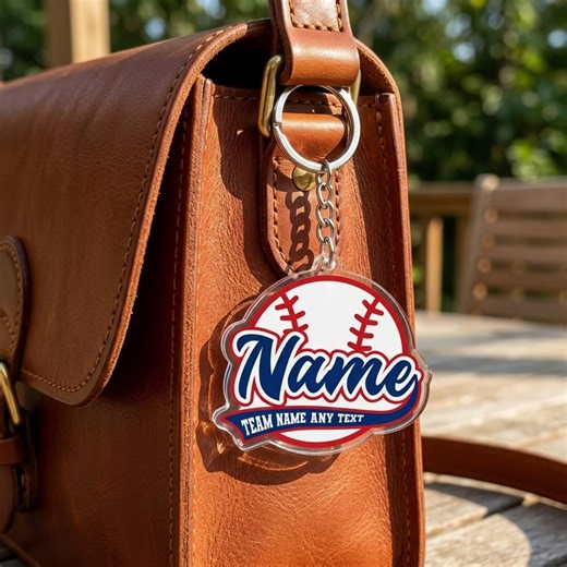 Personalized Baseball Keychain - Custom Name and Team Sports Keyring - Baseball Player Gift - Etsy