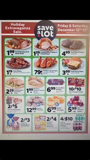 📢Harlan Save A Lot is having a 2-DAY HOLIDAY EXTRAVAGANZA SALE ON Friday & Saturday, December 12& 13. Prices are valid While Supplies Last🔥 | Save A Lot