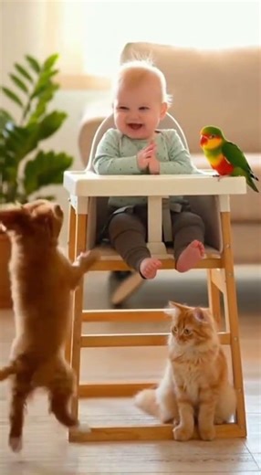 The Ultimate Tag Team 🐾👶” #momreaction #funny #cuteanimals #subscribe #babyfun #animals #baby