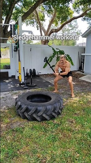 Sledgehammer tire smash full body workout