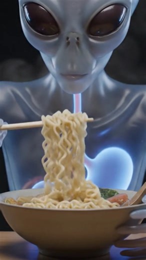 POV: See-through alien eating noodles — wait for the stomach reaction 🍜😱