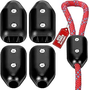 VioraWhite 4 Pcs Rope Clamps, Reusable Rope Clamp 3/8 Inch Black Plastic Cord Connector Suitable for 7-8 mm Nylon or Braided Cord (Black)