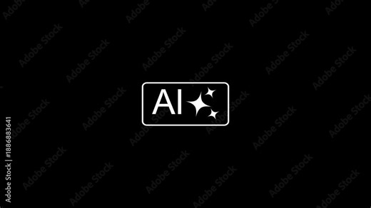 Artificial Intelligence Microchip Icon with AI Text Animation. Artificial intelligence generated icon showing a microchip with AI text animation.