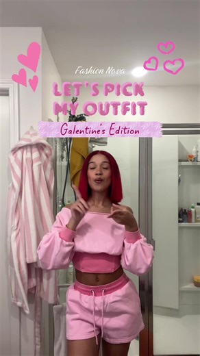 Happy Love Month to the girlssss 🩷 @Fashion Nova Items: Come Find Me Washed Fleece Mix Short Set - Pink Khloe Bandage Halter Top - Red Mara Corset Halter Midi Dress - Pink #galentinesday #valentinesdayoutfit #fyp