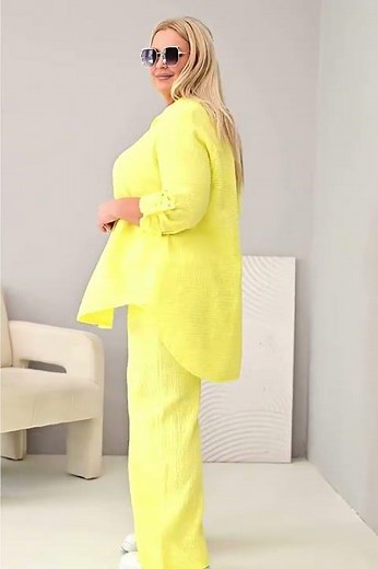 Komplet damski muślinowy Plus Size ( r. 46-48) #modaplussize #plussize #dużerozmiary