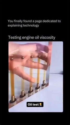 Technology Explained ⚙️ on Instagram: "Follow @explaining.tech to learn everything about technology one post at a time 🧠⚙️ This test shows how engine oil viscosity,its thickness and flow resistance ,changes with temperature. Thicker oil protects better at high heat, while thinner oil flows faster in cold starts. Getting that balance right is what keeps engines running smooth and friction-free. It’s a small test with massive impact on engine life and performance. #explainingtech #engineering #me