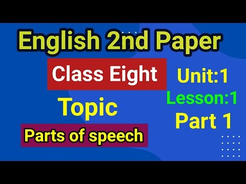 Class 8 English 2nd Paper | Unit: 1 | Lesson: 1 | part- 1 | Topic: parts of speech | English 2025 |