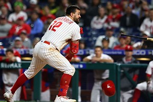 Watch: Philadelphia Phillies Kyle Schwarber had a few words for umpire Angel Hernandez after the latter made a bad call