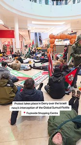 Protesters staged a die-in demonstration in Foyleside today, lying motionless across the ground to represent civilian deaths in Gaza. This emergency protest was called in solidarity with those detained after the Israeli navy intercepted the global sumud flotilla, as they attempted to deliver food, water and medicine to civilians in Palestine. | Derry Footage