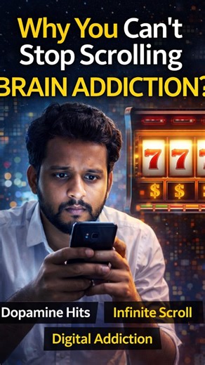 ASHWIN on Instagram: "You don’t keep scrolling because you’re lazy. You keep scrolling because your brain is chasing dopamine. Every like, message, or new video gives your brain a small reward. Since these rewards are unpredictable, your brain keeps looking for the next one — just like a slot machine. This is why social media feels so hard to stop #dopamine #facts #psychology #mobile"