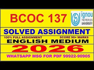 BCOC 137 solved assignment 2026 in English || bcoc 137 solved assignment 2026 || ignou bcoc137 2026
