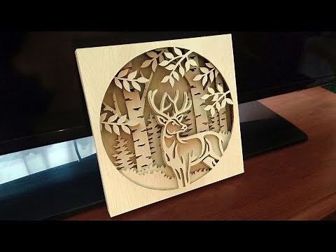 My first shadow box project - deer scene scroll saw pattern