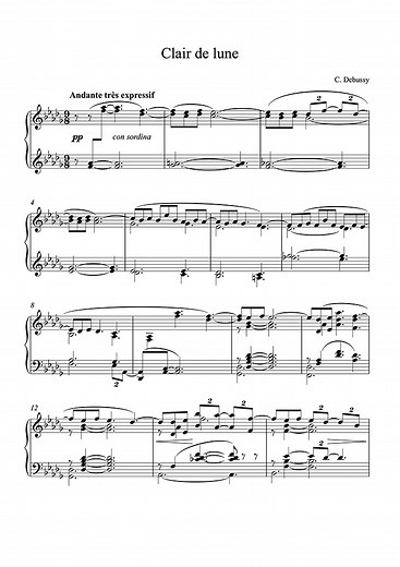 Clair de Lune - Debussy - Piano Sheet Music