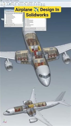 Airplain Design In Solidworks|#solidworks | #autocad | #airplane | #cad | #shorts | #short | #gear