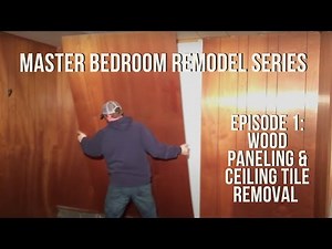 Removing Wood Paneling and Tile Ceiling - Primary Remodel Time Lapse - Episode 1