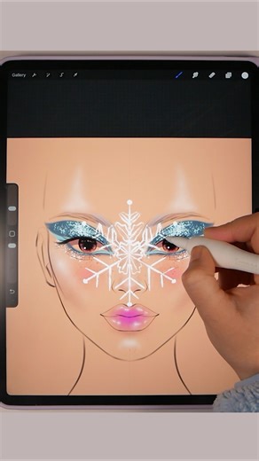 Snow Queen digital makeup face chart.💙 Links to the brush set and a full guided tutorial are below.