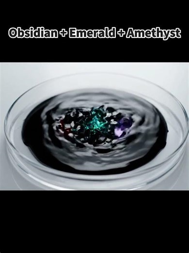 Chemical reactions of elements : Obsidian+Emerald+Amethyst→Eye of Aether 🌑💚💜 #Shorts #AIShorts #ASMR