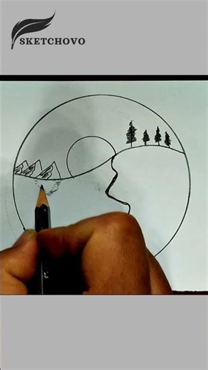 Easy Scenery Drawing ✏️ #Shorts