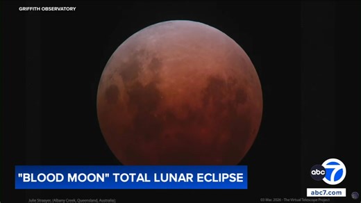 Rare blood moon lunar eclipse seen across SoCal