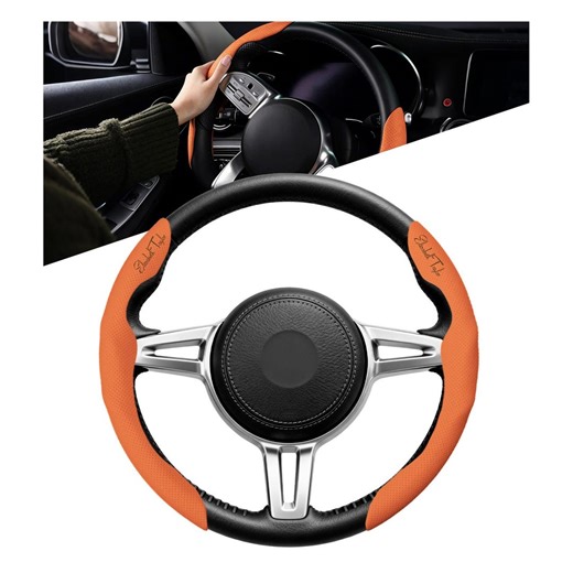 Personalized Steering Wheel Cover, Universal Fit 99% Steering Wheel Custom Name Logo, Nappa Leather Non-slip Steering Wheel Cover,orange - Etsy