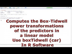 Box Tidwell power transformations of predictors linear model Use boxTidwell (car) In R Software